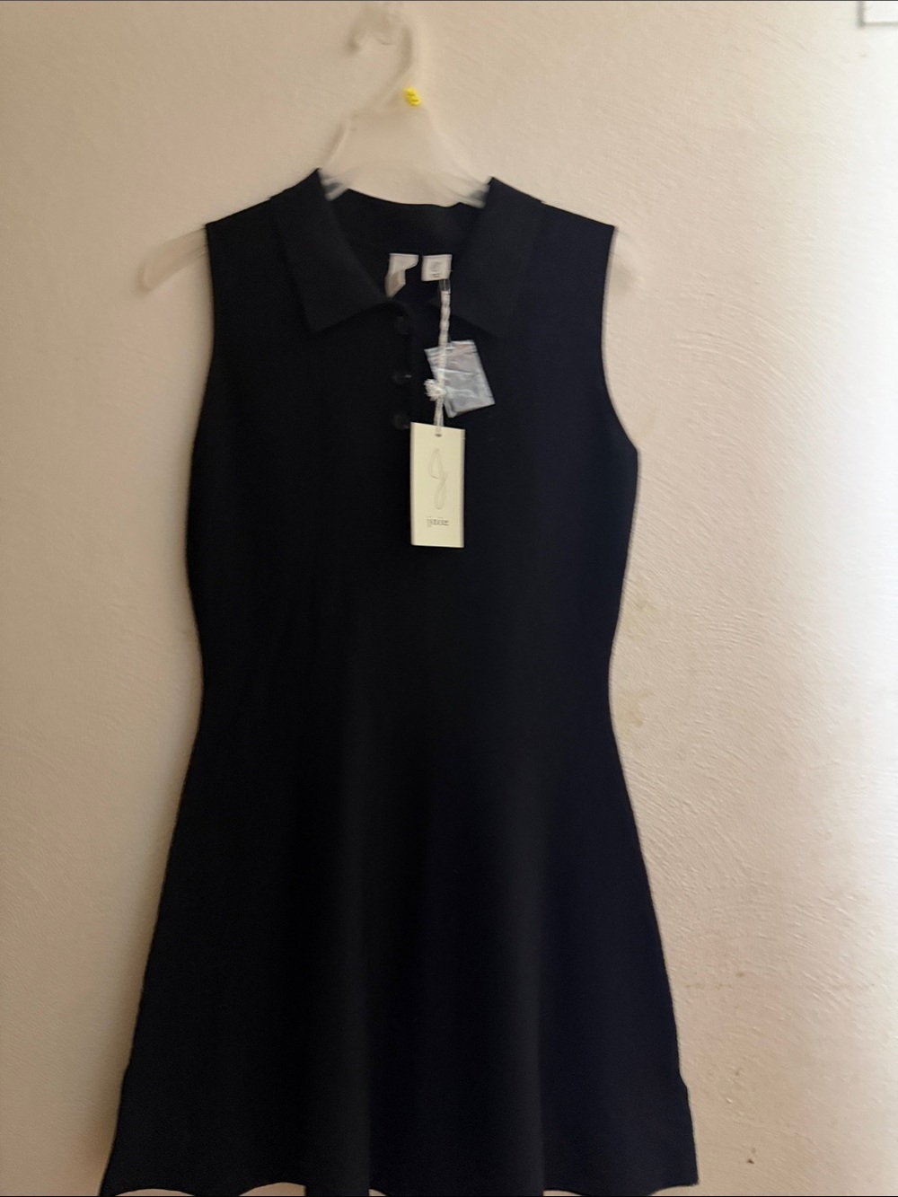 Joie Black Sleeveless Polo-Style Fit-and-Flare sweater  Dress